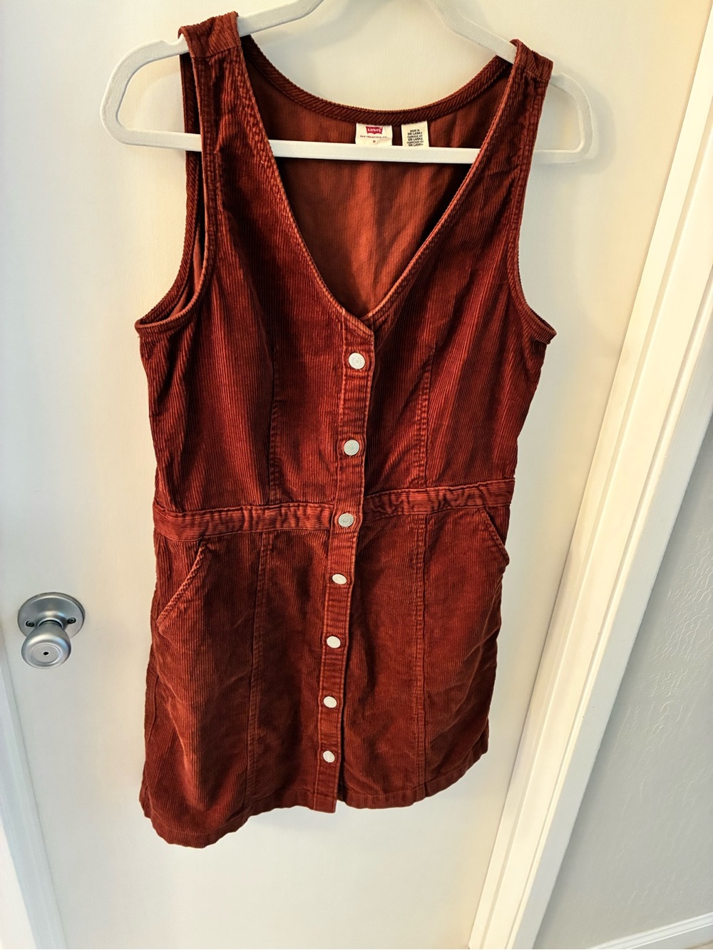 Levi's Rust Corduroy Button-Front Tank Dress